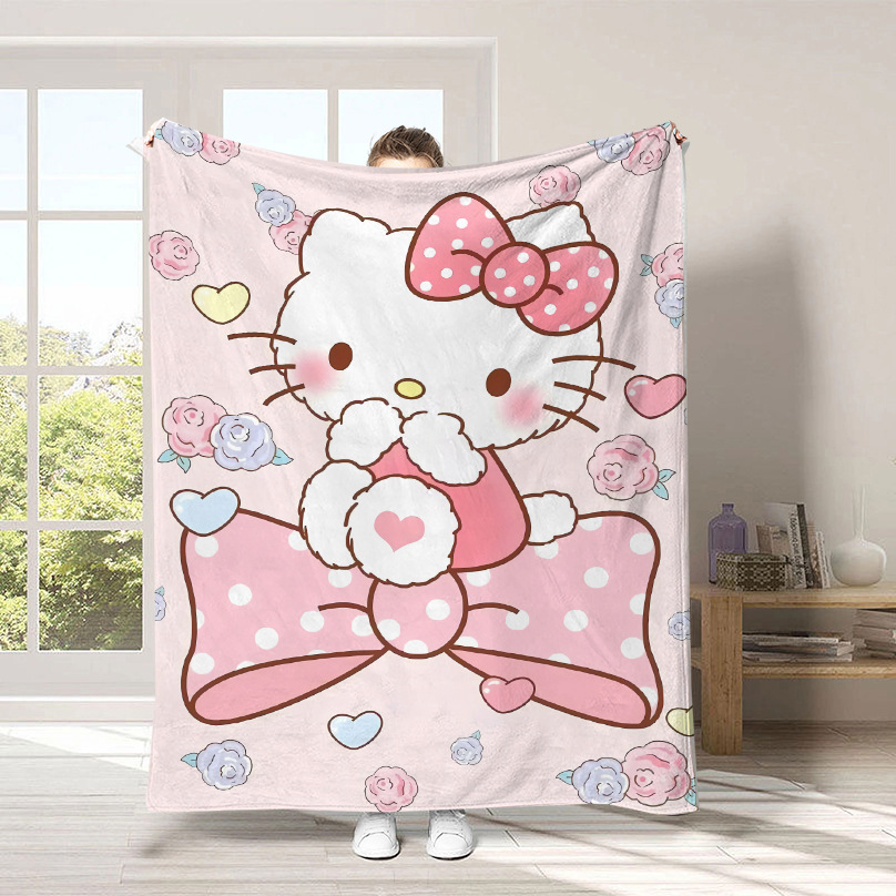 Monopolio transfronterizo de dibujos animados Sanrio mantas para niños lindas Hellokitty flange mantas de peluche cuatro estaciones mantas de peluche