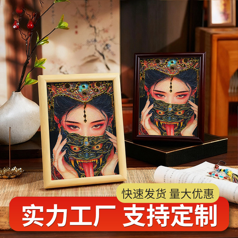 扎基拉姆女财神金灯画红财神黄财神五台山五爷发财文创玄关摆台