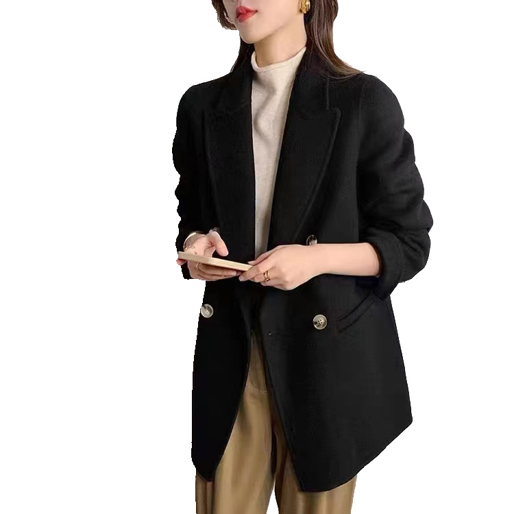 2022时尚新款韩版双面尼羊绒大衣毛呢外套女