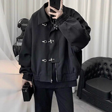 2025发型师潮牌短款外套男春秋款高级感痞帅美式垫肩工装夹克批发