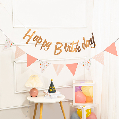 Bulk Birthday Party Triangular Color Banners with Lights Birthday Decoration Scene Setup Trunk Kindergarten Banner