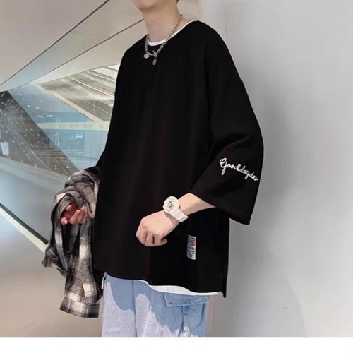 Summer 2025 Trendy Loose Fit Oversized T-Shirt with Heavyweight Short Sleeve, Hong Kong Style Cool and Fashionable