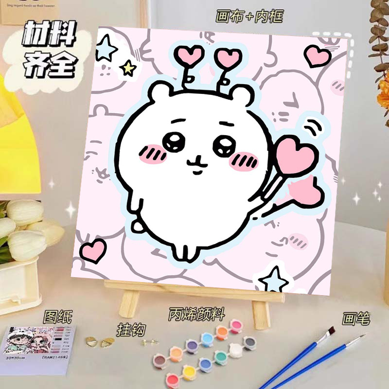 Pintura al óleo digital de bricolaje, dibujos animados para niños, pinturas para colorear hechas a mano, lindos puestos de animación curativos, comercio exterior transfronterizo