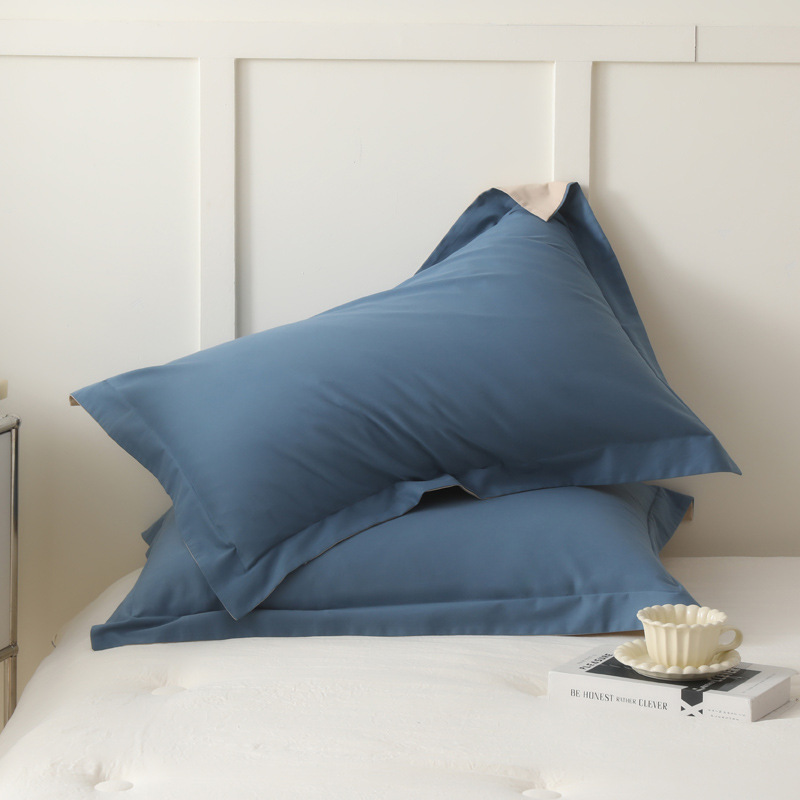 A clase 100S de color sólido algodón molido una sola funda de almohada de algodón de otoño y invierno doble funda de almohada gruesa funda de almohada