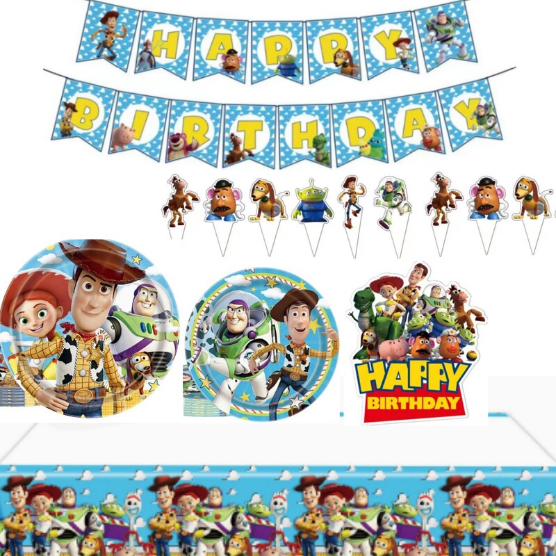 Toy Story Themed Party Decoration Set Paper Plates Paper Napkins Tablecloth Birthday Banner Cake Topper Hanging Decorations Toy Story Themed Party Decoration Set Paper Plates Paper Napkins Tablecloth Birthday Banner Cake Topper Hanging Decorations
