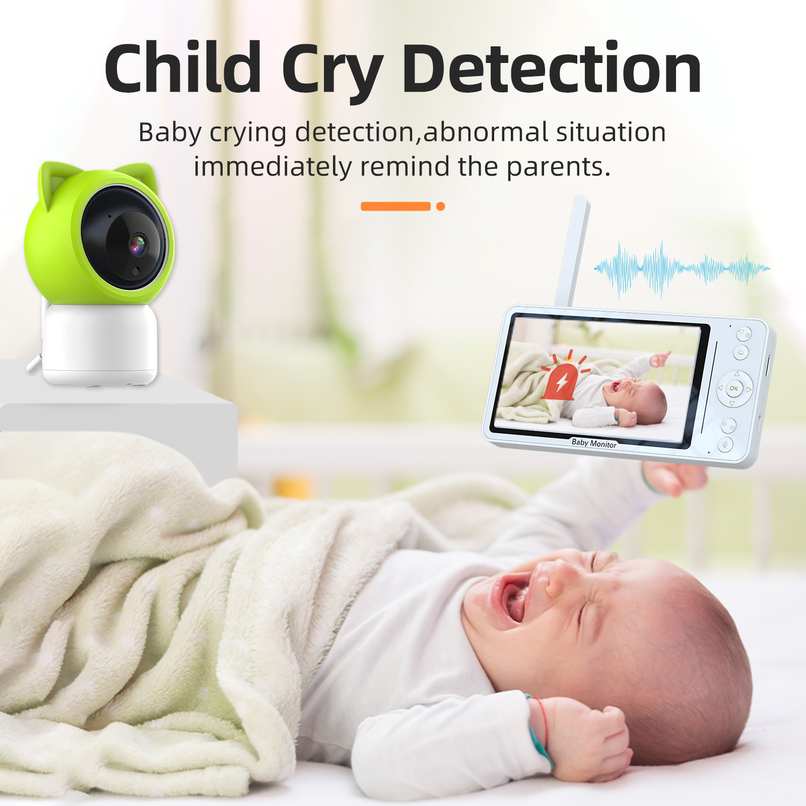 Fábrica de fuente 5 pulgadas monitor de bebé multifuncional inteligente monitor de bebé comercio exterior explosivo monitor de bebé