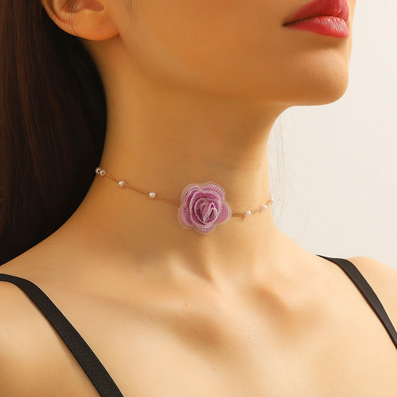 Sweet Flower Cloth Women's Choker display picture 3