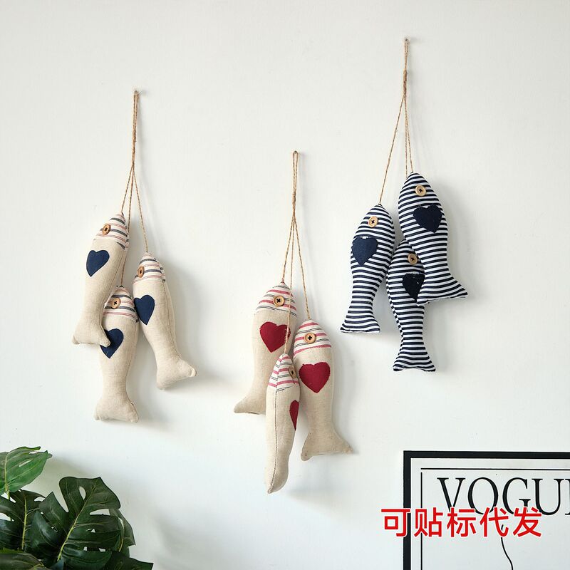 Fabric Fish String Ocean-Themed Decoration Small Fish Garland Home Curtain Living Room Tv Wall Creative Hanging Ornament Decoration