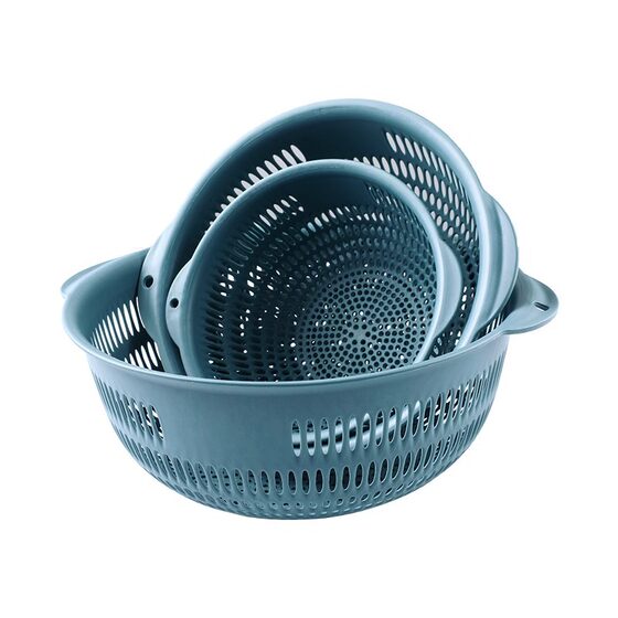 Thickened Vegetable Washing Basket Three-piece Set Household Kitchen Drain Basin Vegetable and Fruit Cleaning Drain Basket Plastic Fruit Plate Wholesale