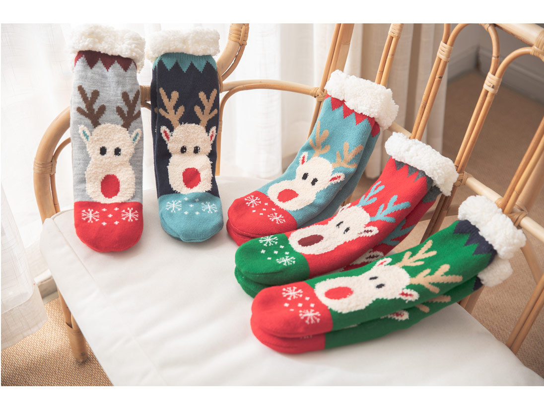 Christmas Festival Elk Pattern Christmas Sweet Women's Elk Polyacrylonitrile Fiber Crew Socks A Pair