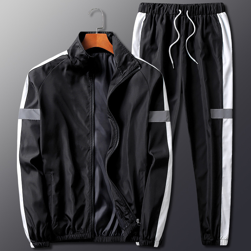 001 2022 Spring And Autumn Casual Sports Suit Korean Version Trendy Handsome Long Sleeve Jacket Men's Two-piece Set_voghion.com