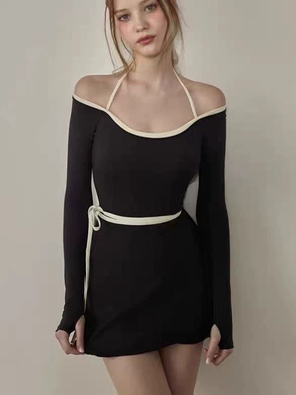 Футболка-майка с длинным рукавом, купальник, стиль Chanel