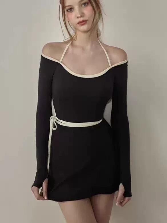 Футболка-майка с длинным рукавом, купальник, стиль Chanel