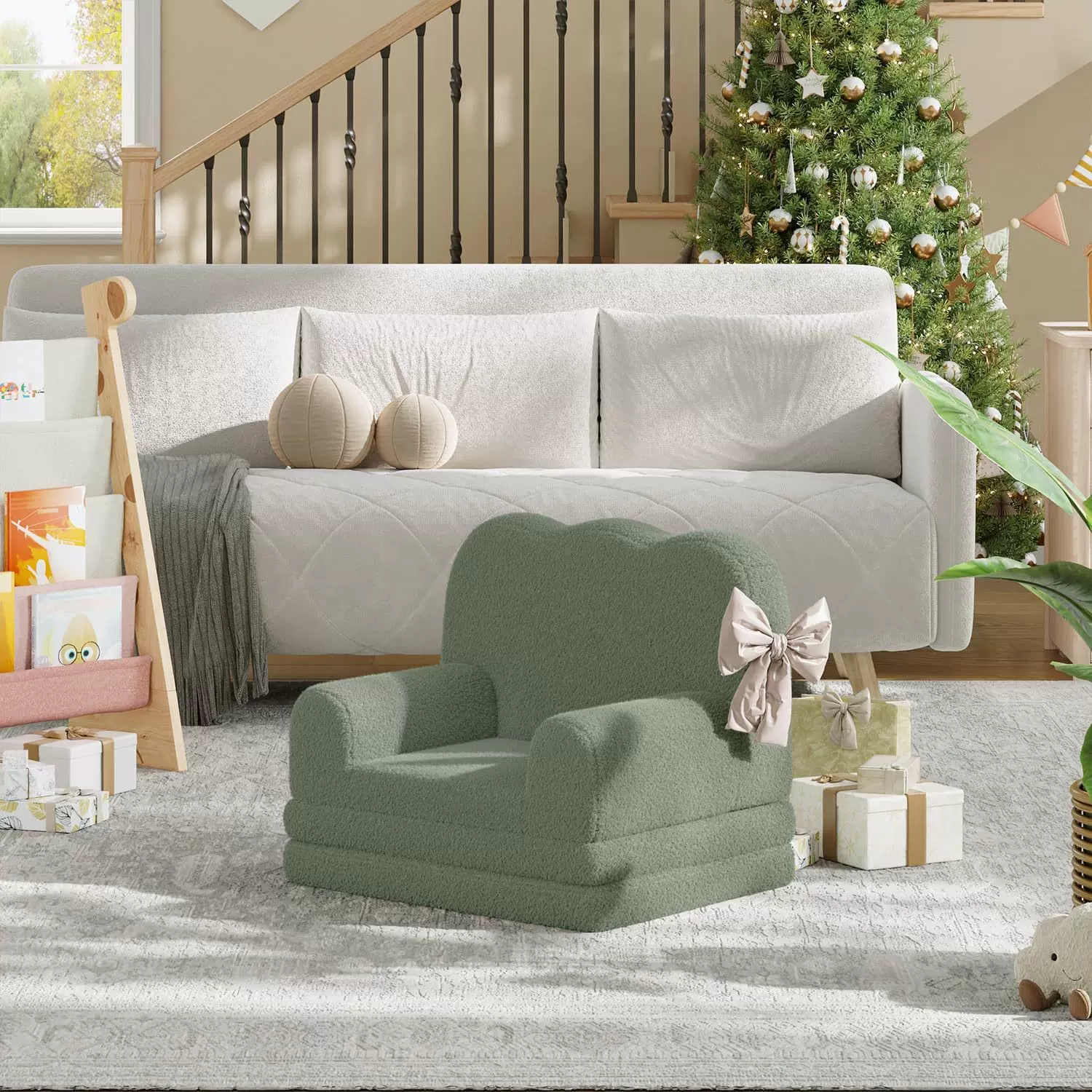 亚马逊跨境客厅儿童可折叠沙发无骨沙发可躺可坐两用凳椅折叠沙发