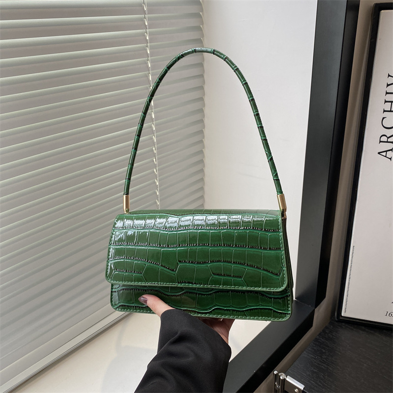 Temperamento simple, moda, cocodrilo, bolsas debajo de las axilas, mujeres, 2025 primavera, nueva bolsa de hombro, bolsas de mano de moda
