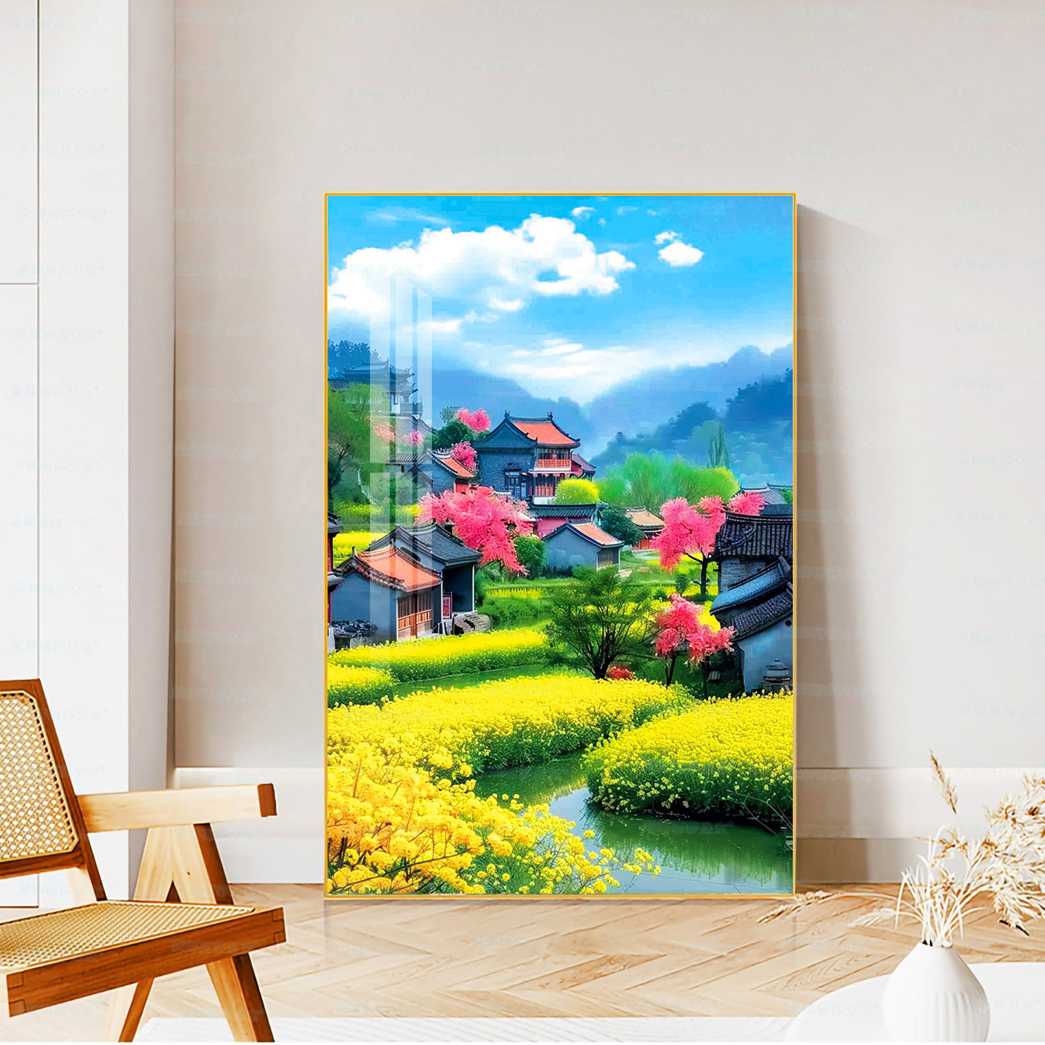 [Algodón importado] Mona Lisa Real bordado a mano de la ciudad natal de la colza de flores nuevas flores escénicas image 3