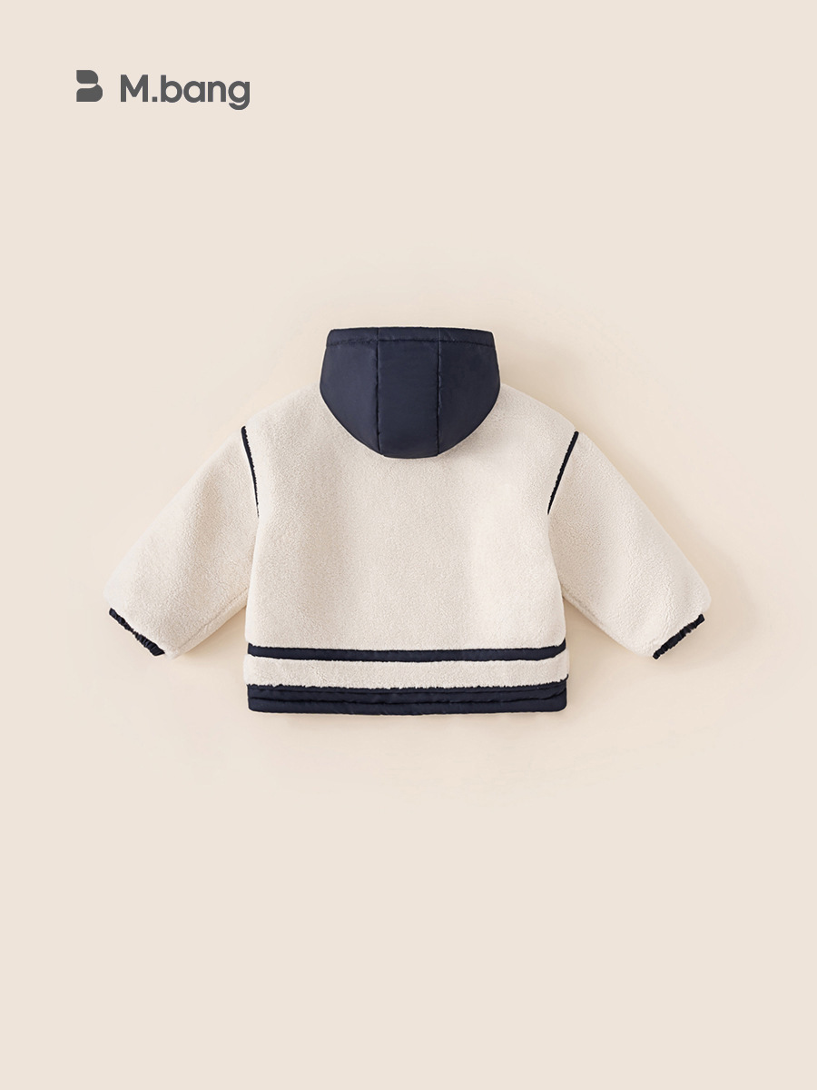 Yoobao para niños de otoño simple ropa cálida japonesa etiquetada para niños mayores chaqueta de color contraste chaqueta con capuz para niños