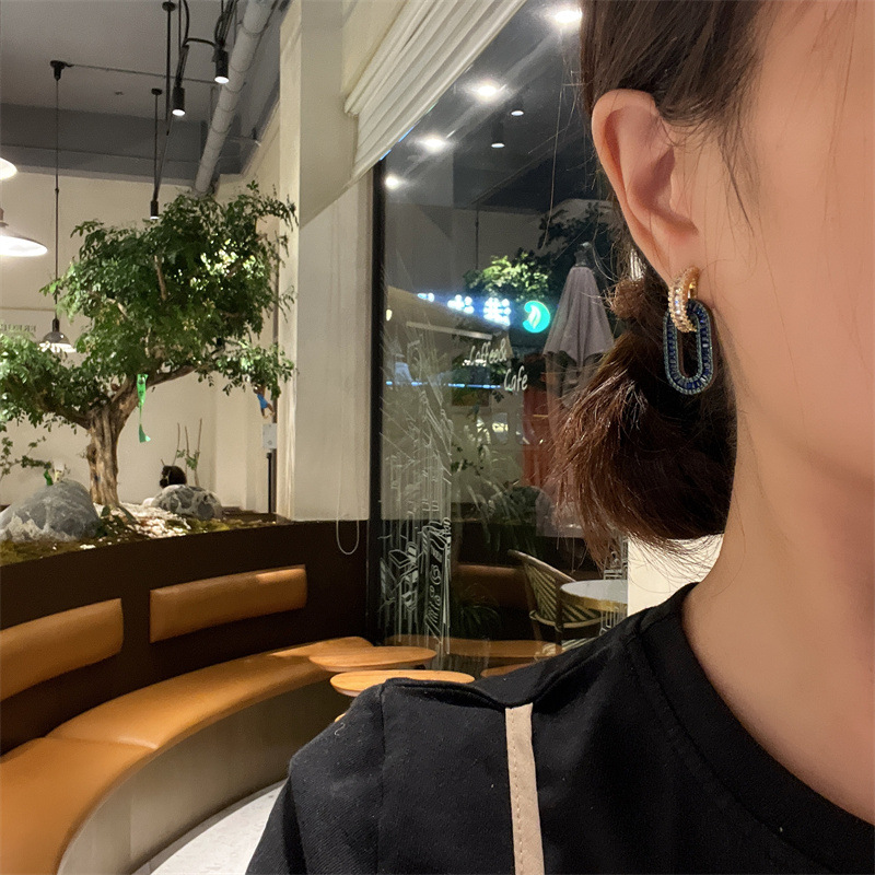 Fashion Oval Copper Plating Inlay Zircon Drop Earrings 1 Pair