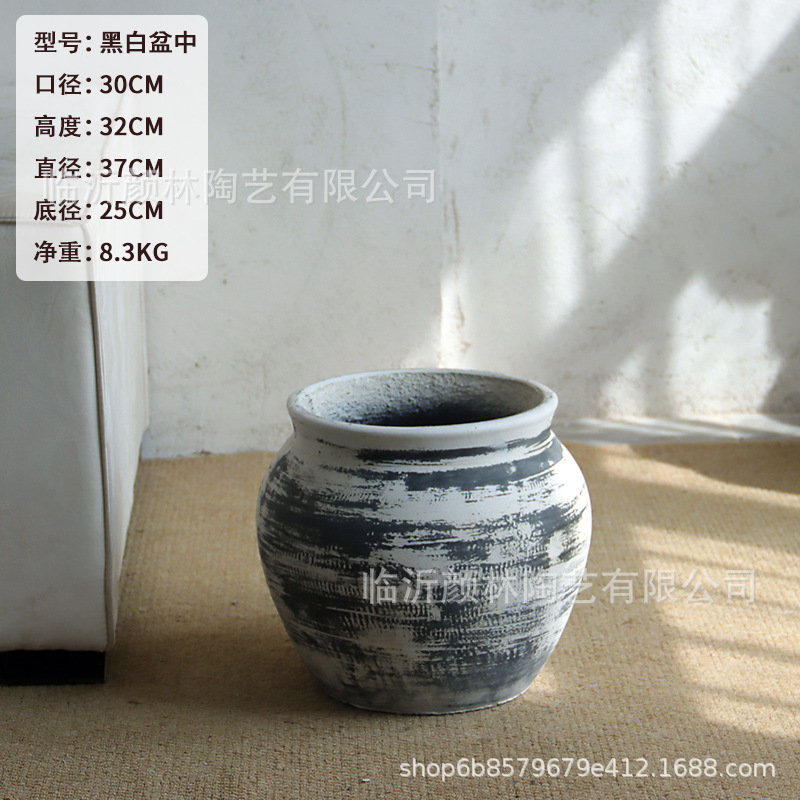 Retro cemento blanco gran estómago maceta tequila azul sala de estar verde maceta hotel centro comercial gran planta verde