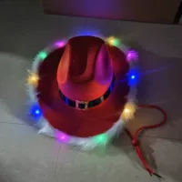 Трансграничный взрыв Christmas Hat Красная западная ковбойская шляпа Рождественское перо Санта-Клаус