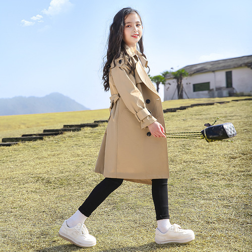 Children's Spring Long Coat  New Spring Outfit Medium and Large Children's Stylish Korean Version Casual Girl Jacket for Kids