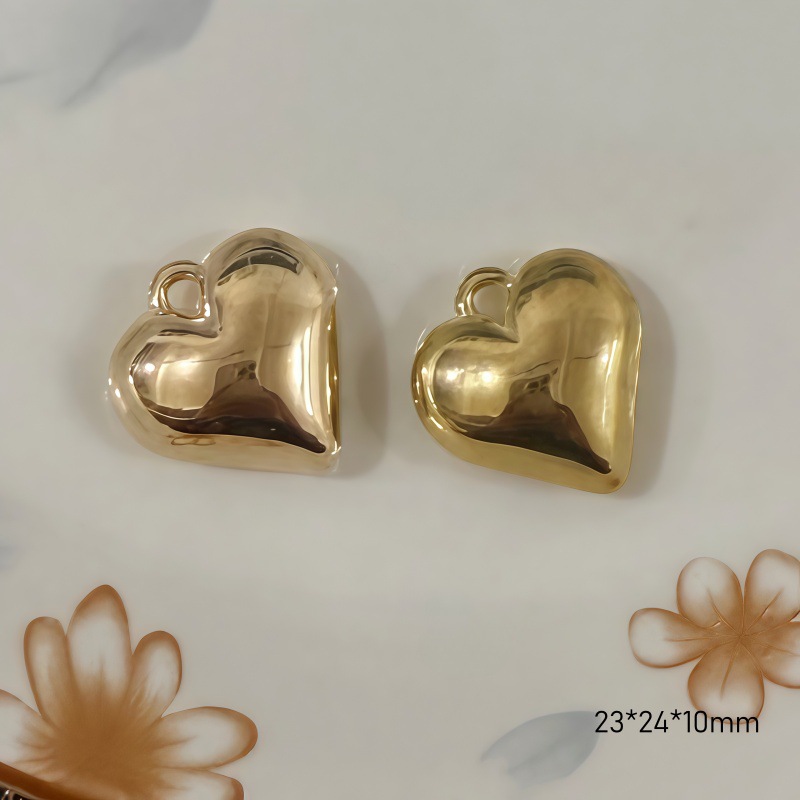 Chapado en oro y plata para proteger el color de la superficie brillante de acrílico melocotón amado colgante en forma de corazón pulsera manual collar de clavícula juguete DIY image 32