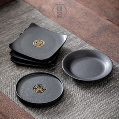 陶瓷小杯墊創意粗陶茶托黑陶隔熱茶杯托家用功夫茶具茶道配件批發