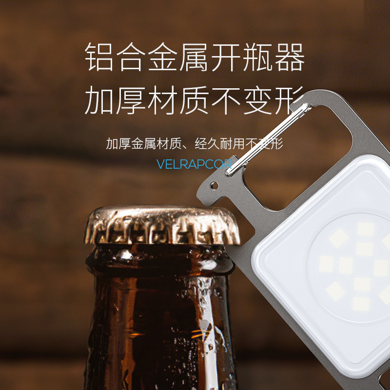 Luz recargable de fuente de luz de mini tres colores transfronteriza con succión magnética, tapa de botella abierta, luz de trabajo portátil de inundación grande de aleación de aluminio