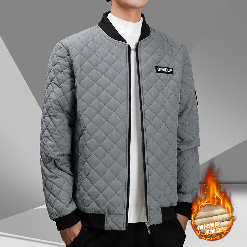 Chaqueta de algodón de plumón para hombres de otoño e invierno nuevo estilo a cuadros más terciopelo grueso abrigo de algodón cálido Chaqueta de algodón de todo fósforo de invierno para hombres