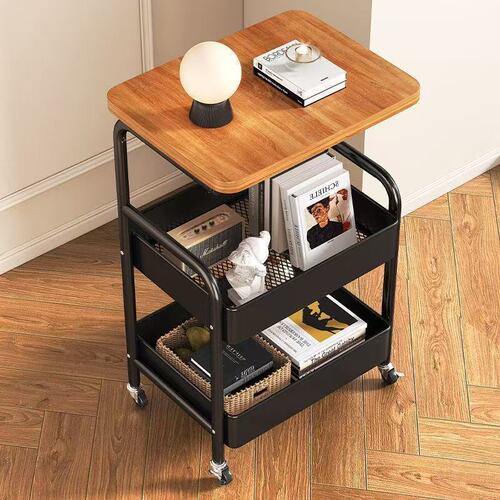 Vintage-style desk board, mobile small table, multi-tiered storage shelf—perfect for dorms and rental apartments; versatile side table with mid-century charm