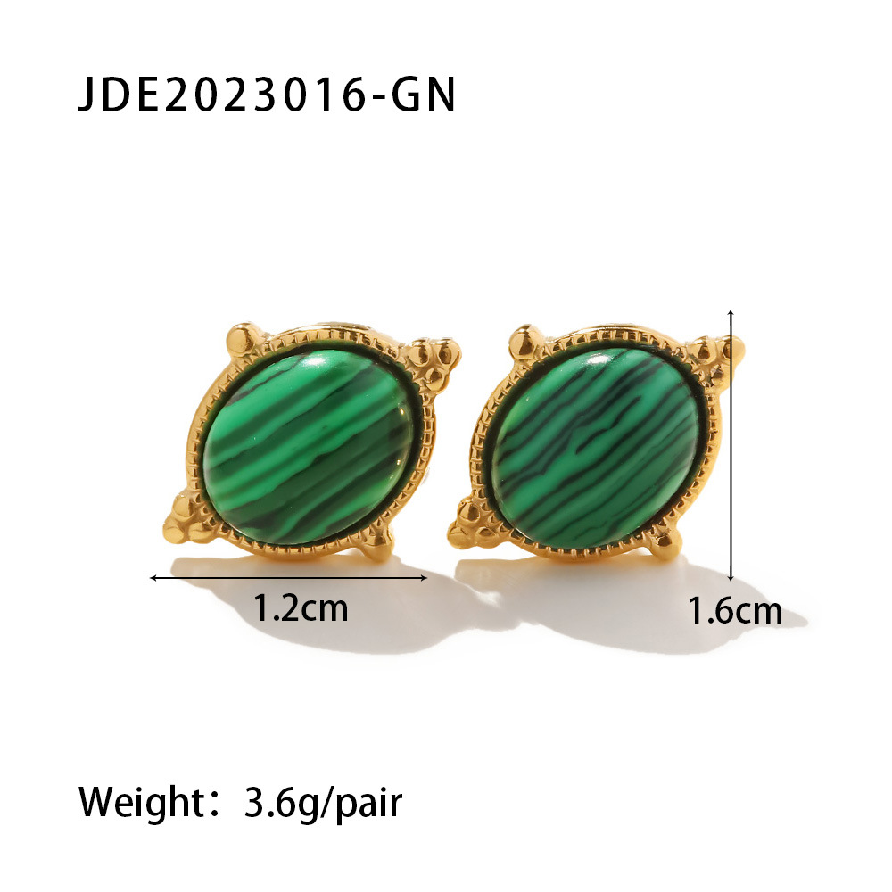 Retro Oval Stainless Steel Ear Studs 1 Pair