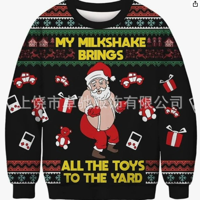 2025 Весна-Осень Новый Толстовка с 3D Цифровой Печатью Женская Уличная Модная Толстовка с Круглым Вырезом для Рождества