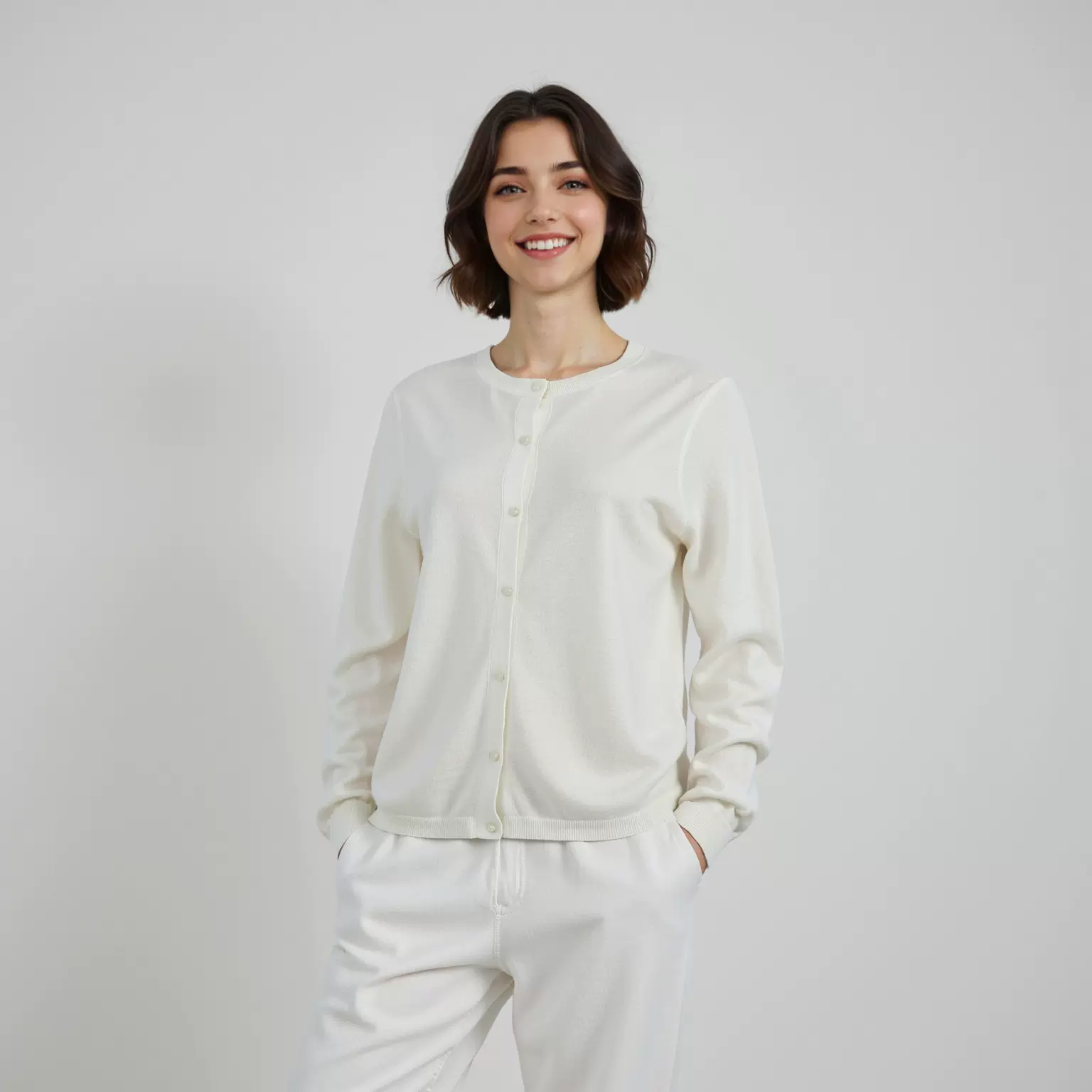 百搭休闲~秋冬新款圆领软糯外搭上衣女全羊毛宽松百搭显瘦羊毛衫