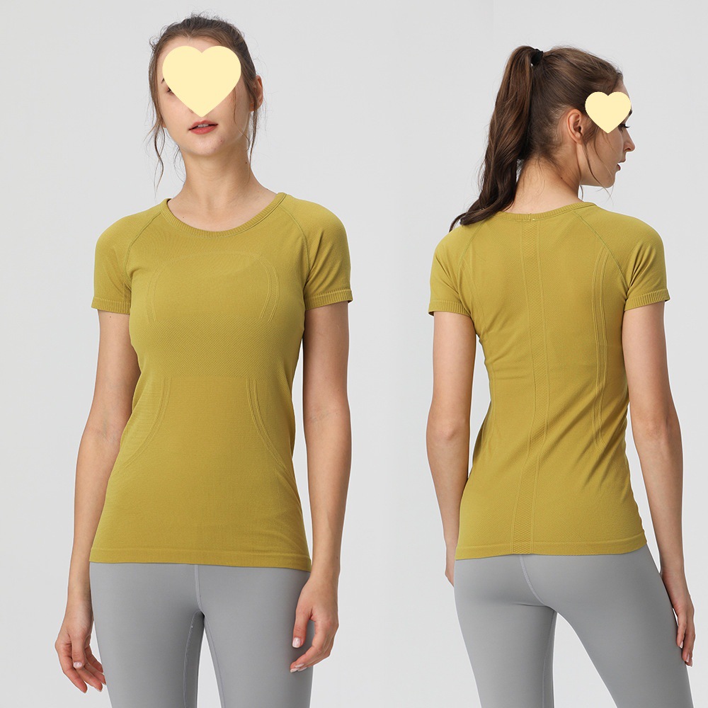 Elastic sports quick dry yoga clothing with a round collar for gym