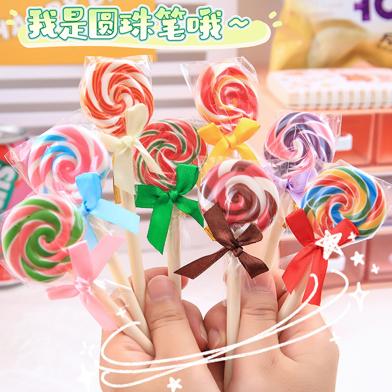 Rainbow Lollipop bolígrafo de alta apariencia chica corazón simulación caramelo pluma estudiante vacaciones pequeño regalo papelería suministros