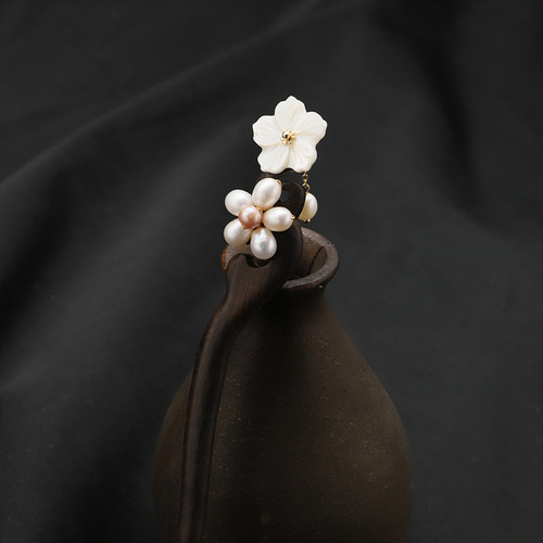 Black sandalwood hairpin, ancient high-end natural freshwater pearl hair ornaments, hand-made new Chinese style hairpin, Hanfu accessories