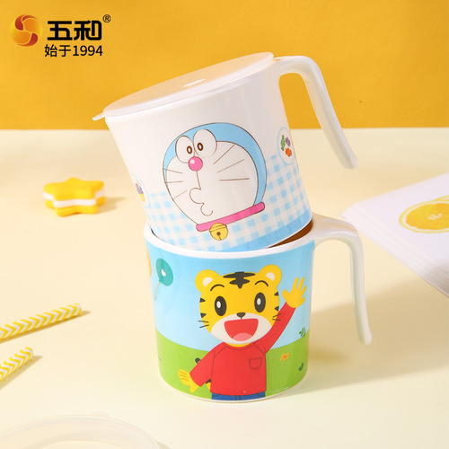 Genuine cartoon children's water cup for baby drinking water learning cup household cup with lid scale milk cup tableware wholesale