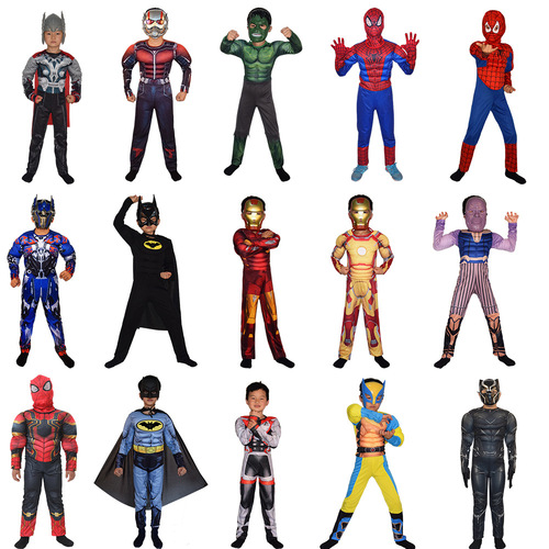 Halloween Avengers costume children's one-piece muscle suit Spider Iron Man Green Giant one-piece muscle suit