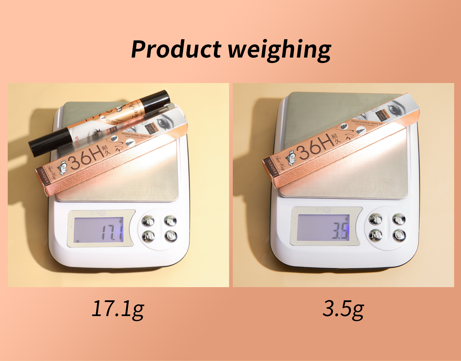 New YANQINA double-headed triangular seal eyeliner non-smudge waterproof Stamp eyeliner for cross-border use undefined