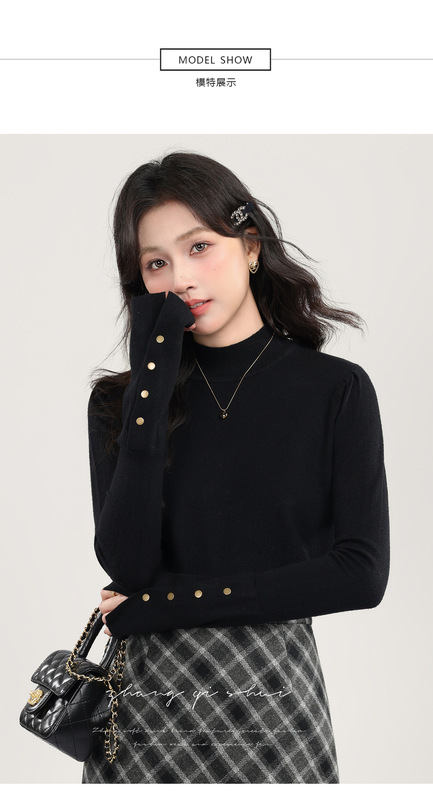 睛雅《灰色物语》秋冬穿搭新款半高领打底针织衫女独特内搭上衣|undefined