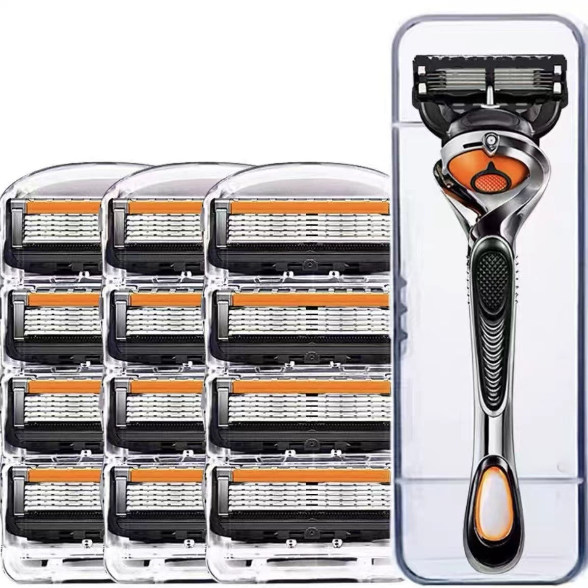Handheld Razor, 5-Layer German-Style Blades, Multi-Head Replacement Kits (4–48 Heads)