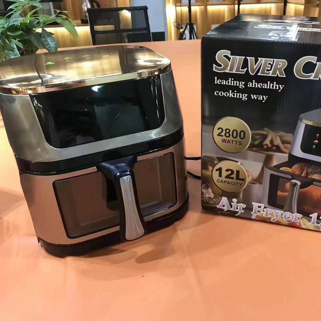12L Stainless Steel Visual Large-Capacity Electric Oven Touch Screen Cross-Border Multi-Function Electric Fryer New Air Fryer