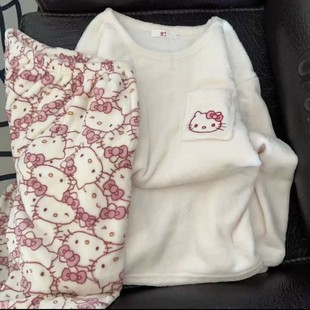 25 Years Autumn and Winter New Ins Style Flannel Pajamas for Women Winter Thickeneded Japanese Style Style Cute Girl Coral Velvet Suit