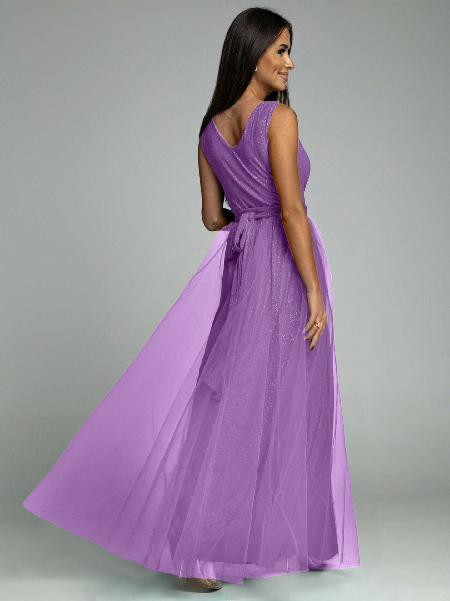 Sexy Solid Color V Neck Sleeveless Slit Spandex Polyester Maxi Long Dress Swing Dress display picture 5