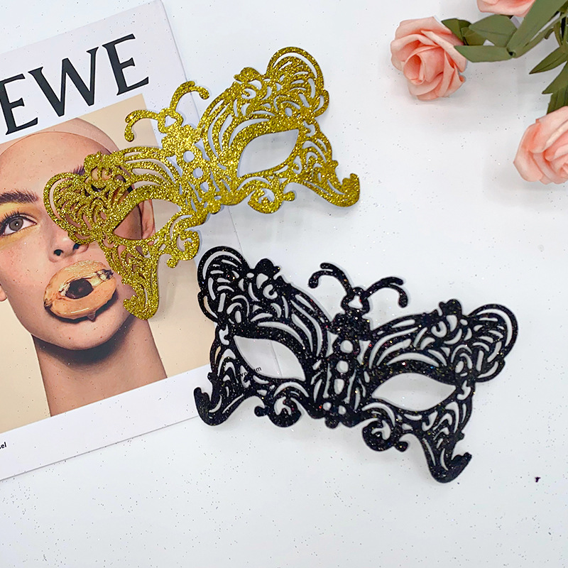 Carnaval Halloween nuevo polvo brillante retro mariposa máscara de mitad de cara máscara de maquillaje de fiesta props de decoración