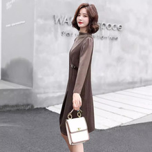 秋冬装2022年新款小香风高级感打底配大衣法式假两件连衣裙子