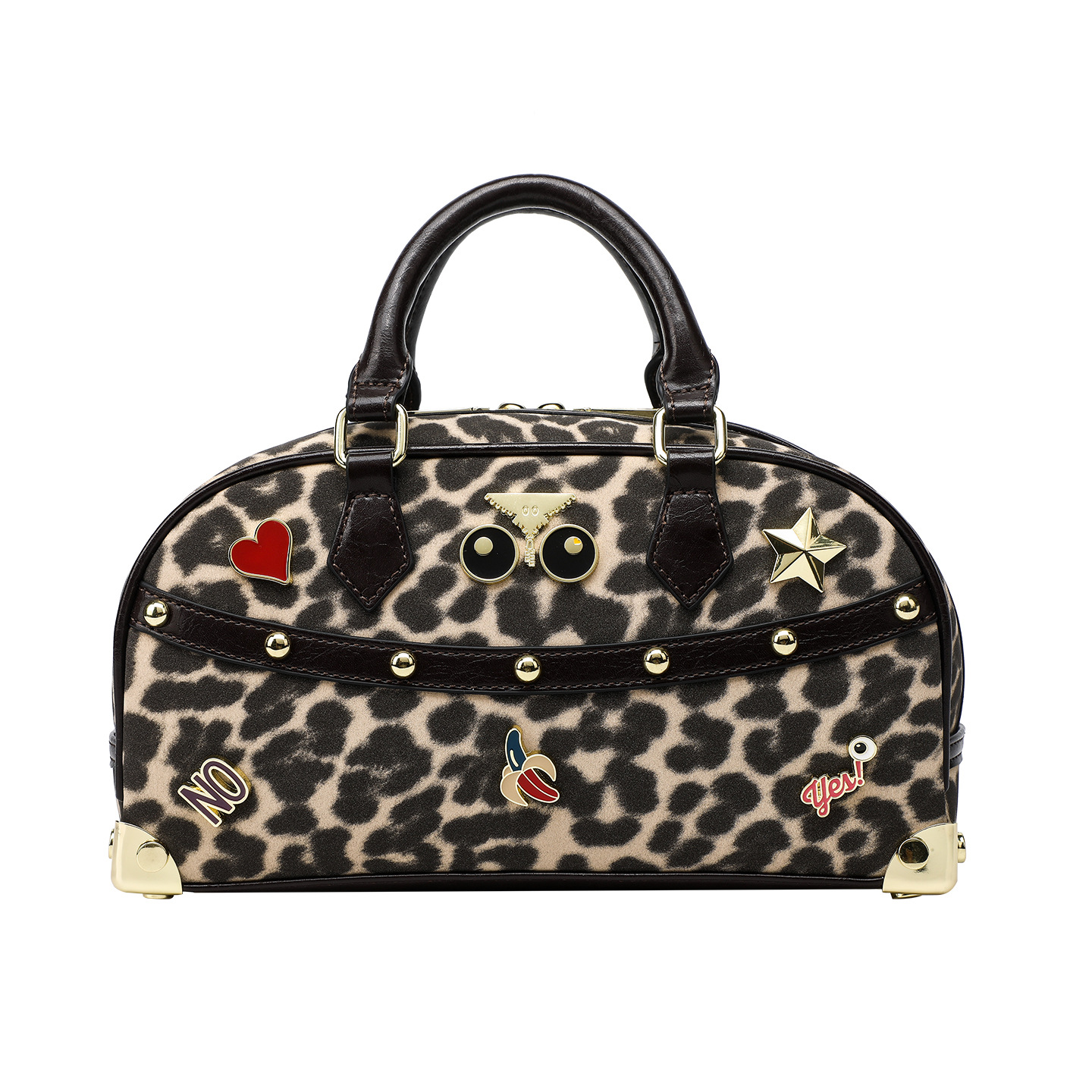 Otoño y invierno estampado de leopardo bolso de moda europea y americana adorable moda cremallera almohada diagonal 2870 # color contrastante