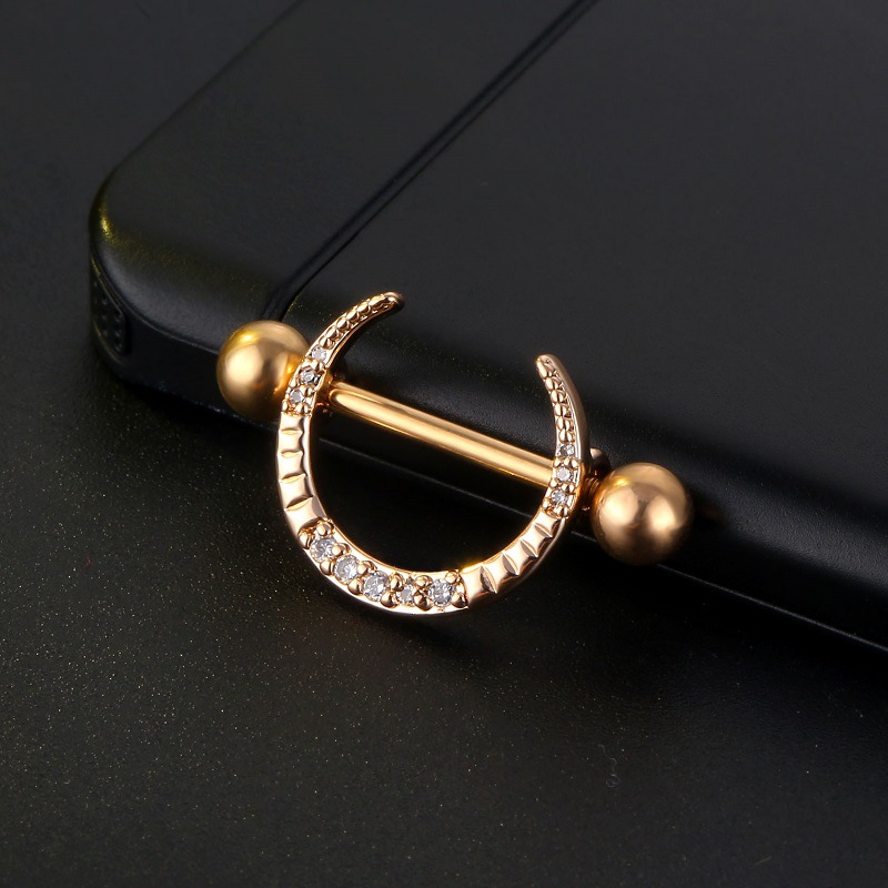 European And American Hot Style Zircon Milk Ring Fashion Piercing Jewelry Nipple Nail Piercing Jewelry Papillary Nail