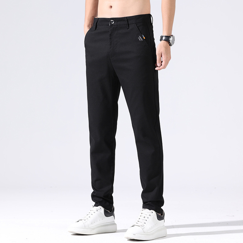 Spring and Summer Men's Casual Pants Business Casual Middle Waist Elastic Lightweight Breathable All-match Slim-fit Straight Pants for Boys Spring and Summer Men's Casual Pants Business Casual Middle Waist Elastic Lightweight Breathable All-match Slim-fit Straight Pants for Boys