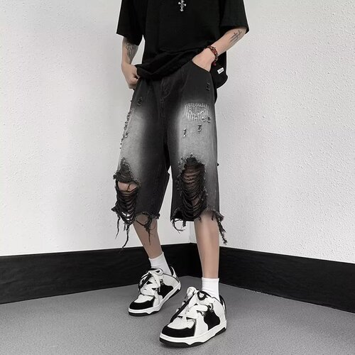 Youth Trendy Ins Seven-Foot Pants Spring Jeans Men Fashion High-Waist Minimalist Harajuku Trend